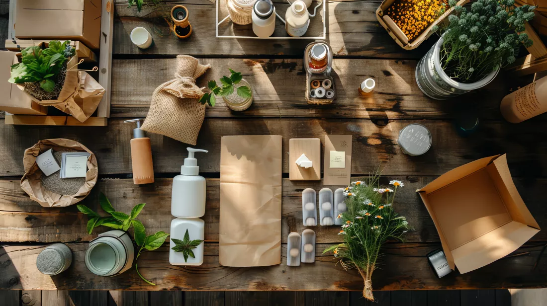 flat-lay-natural-handmade-products-wooden-table